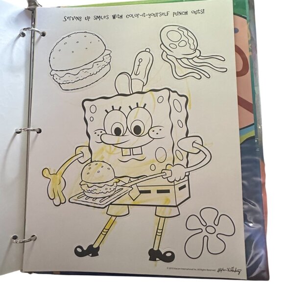 Spongebob Nickelodeon Scrapbook Kit Binder, Paper, Stickers, (Stencils Missing) - Picture 6 of 16